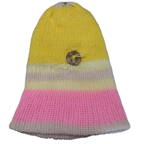 Reversible Double Knit Beanie-Yellow&Pink - Picture 8 of 10